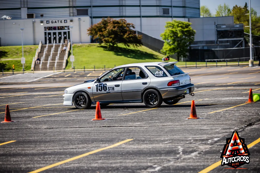 Subaru Wagon lifting the inside rear tire