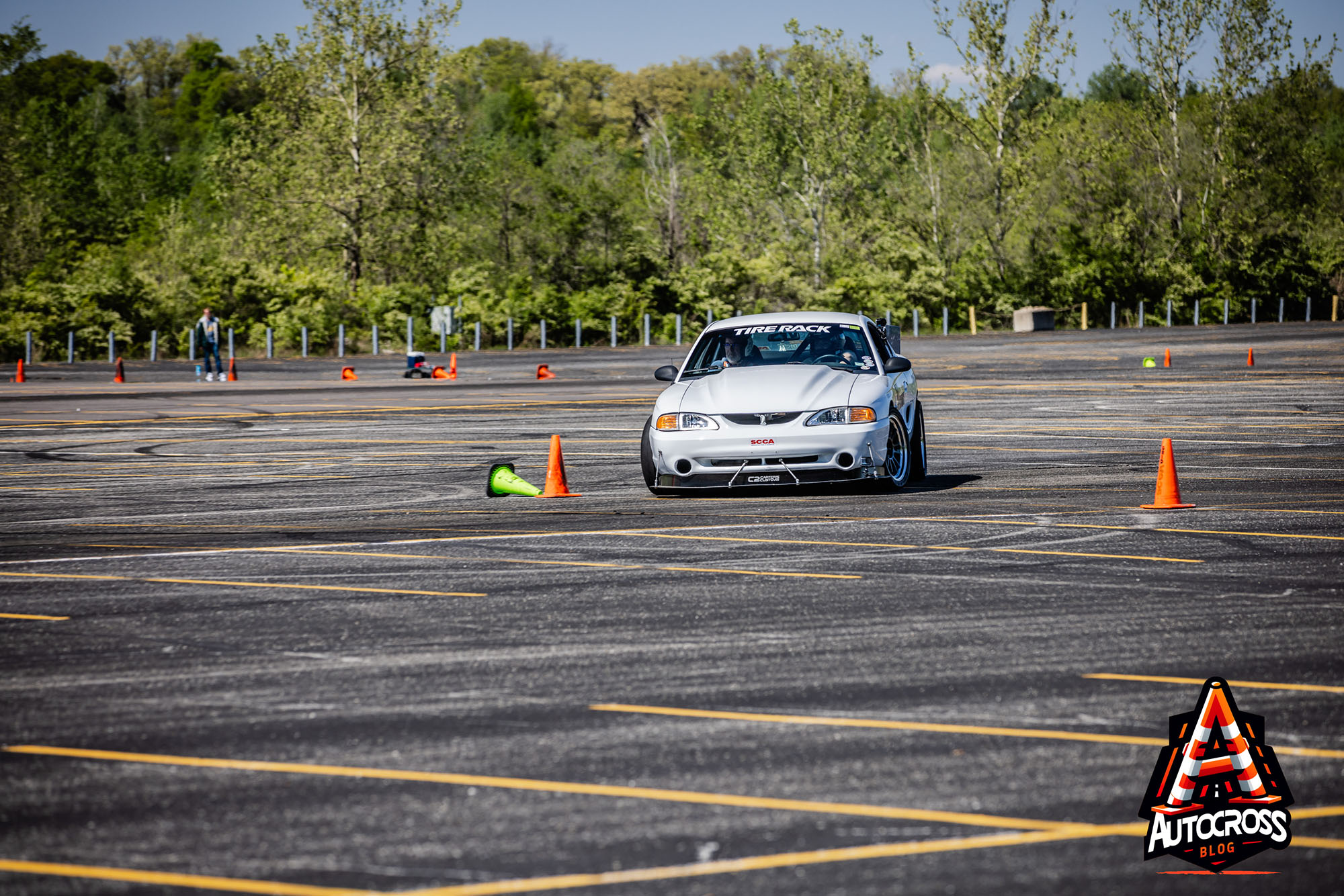 White Mustang attempting the drift